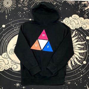 HUF Prism Triple Triangle Hoodie Men's XL Black Fleece Sweatshirt Gym Training